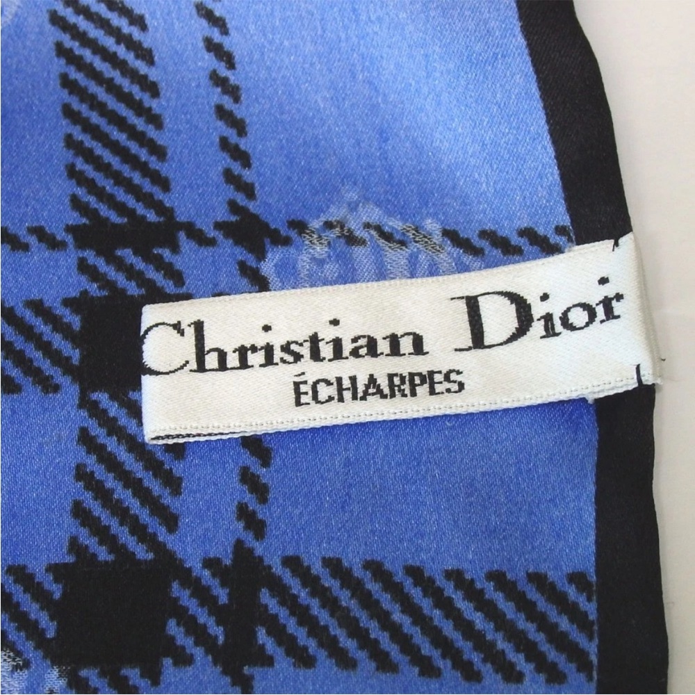 Dior Blue and Black Checkered Scarf - Picture 3 of 4